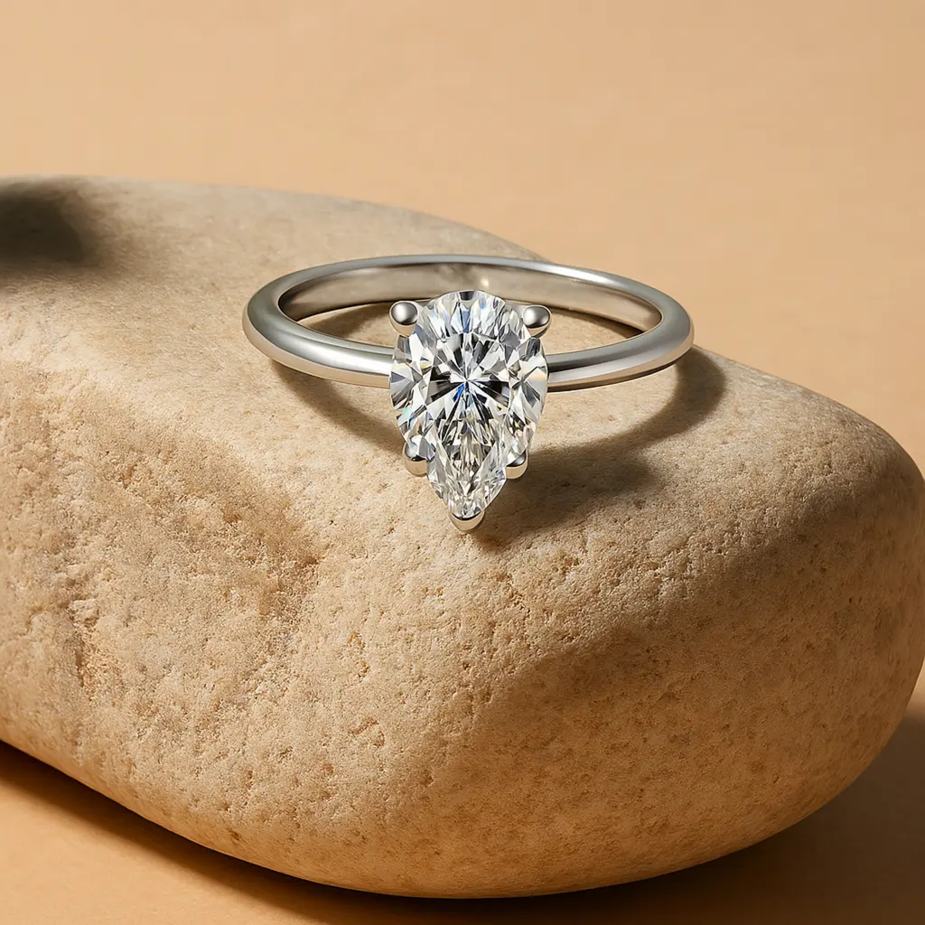 Silver Moissanite Flower Ring