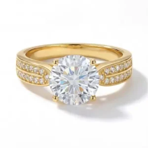 1CT Round Moissanite 925 Sterling Silver Ring