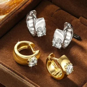 5mm Moissanite Huggie Hoop Earrings – 14K Gold-Tone