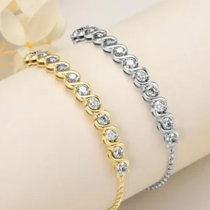 Anziw 3mm Moissanite Infinity Bracelet – 925 Silver