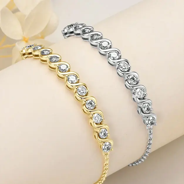Anziw 3mm Moissanite Infinity Bracelet – 925 Silver