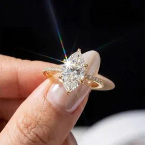 2ct Real Moissanite Marquise Ring, 925 Sterling Silver Elegant Engagement & Wedding Ring for Women