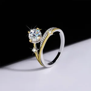 1CT Certified Moissanite Star Trails Ring – 925 Sterling Silver