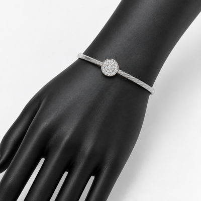 Women’s 925 Silver Moissanite Bracelet – Round Stone Design