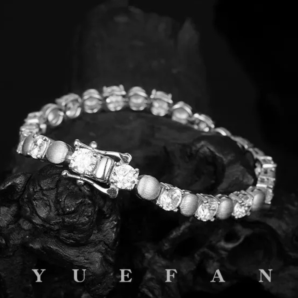 Women’s 925 Silver Moissanite Bracelet – 5mm Brushed Design (2) Women’s 925 Silver Moissanite Bracelet – 5mm Brushed Design