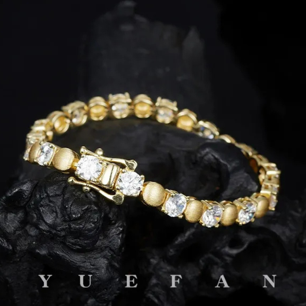 Women’s 925 Silver Moissanite Bracelet – 5mm Brushed Design (3)