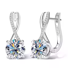 2ct Real Moissanite Hoop Earrings, 925 Sterling Silver 18K Gold-Plated Drop Earrings for Women
