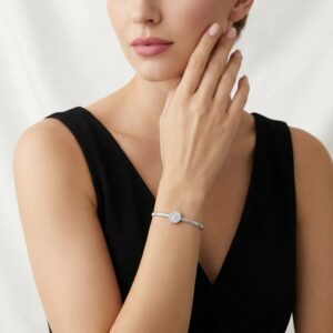 Women’s 925 Silver Moissanite Bracelet – Round Stone Design