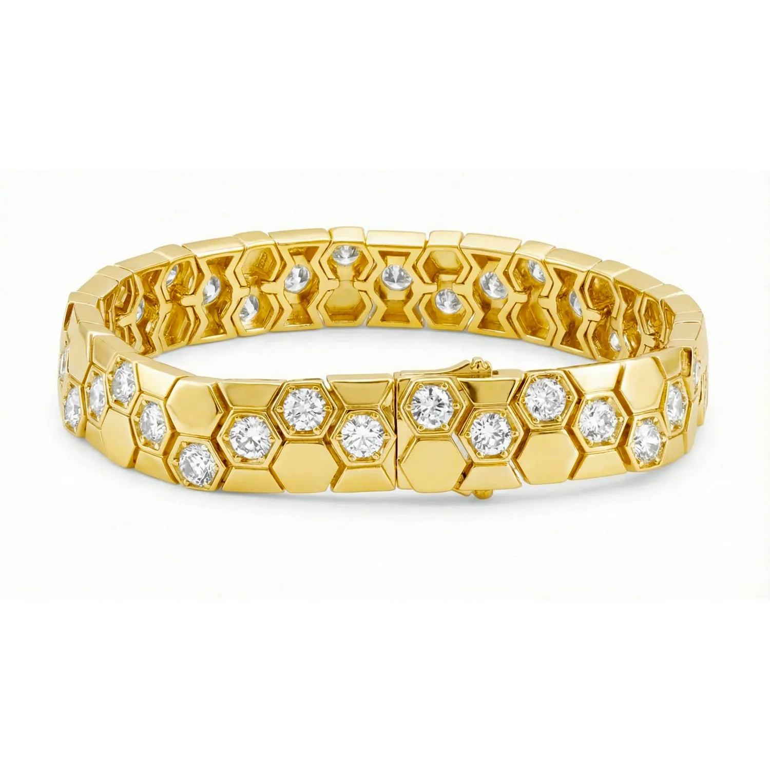 Unisex 925 Silver Honeycomb Bracelet – Moissanite & Zircon Unisex 925 Silver Honeycomb Bracelet – Moissanite & Zircon