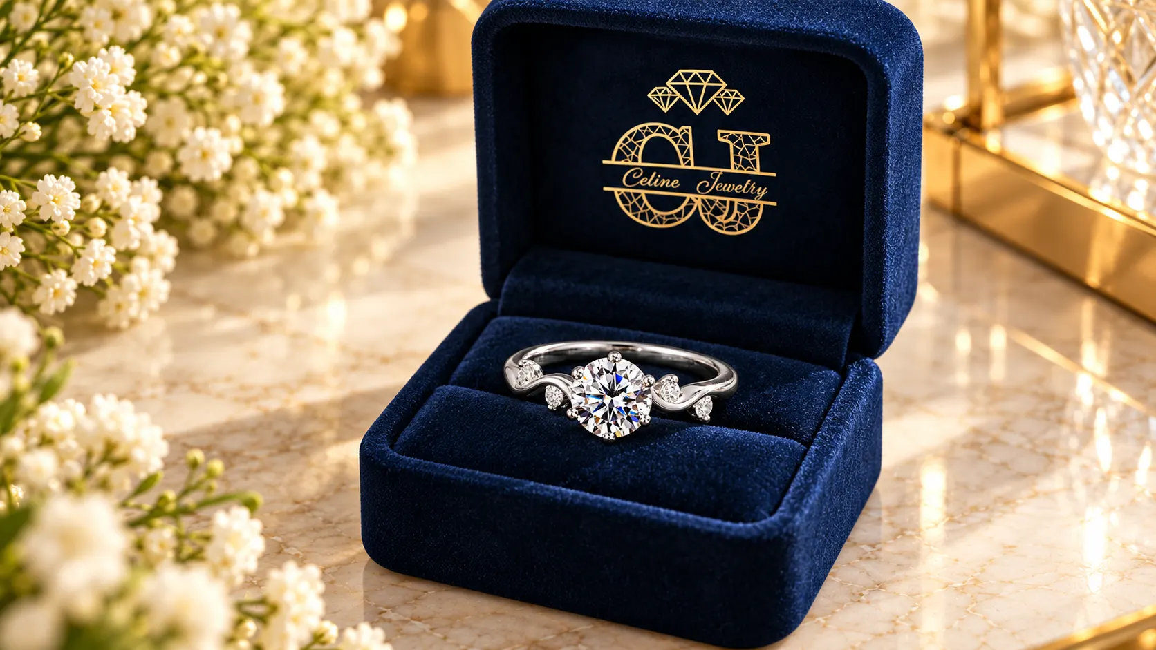 1CT Round Moissanite Vine Sterling Silver Ring - Image 6