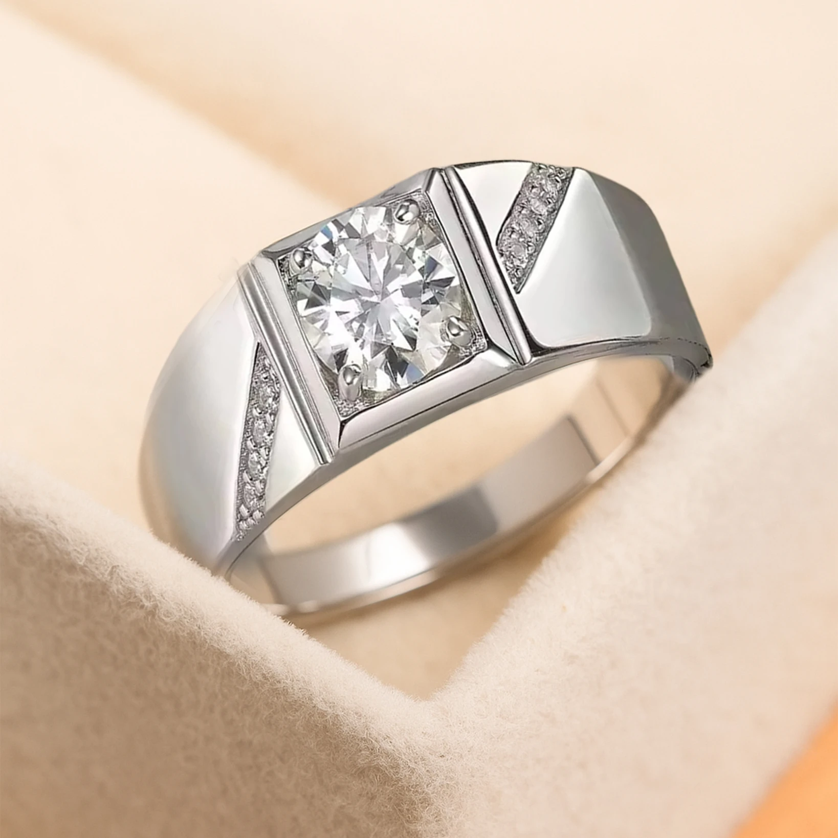 Moissanite Ring for Men — Classic
