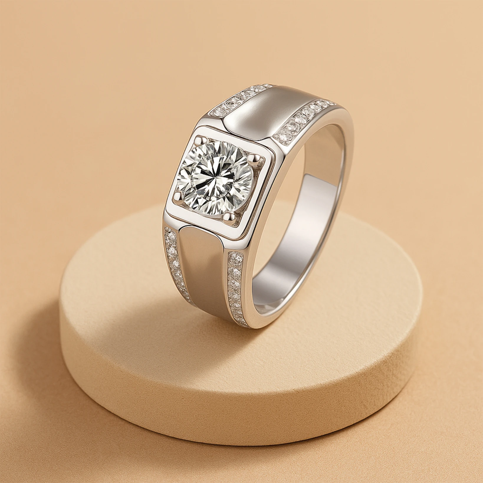 Moissanite Wedding Ring for Men