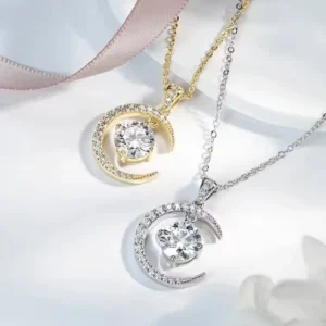 2CT Moissanite Star & Moon Pendant Necklace
