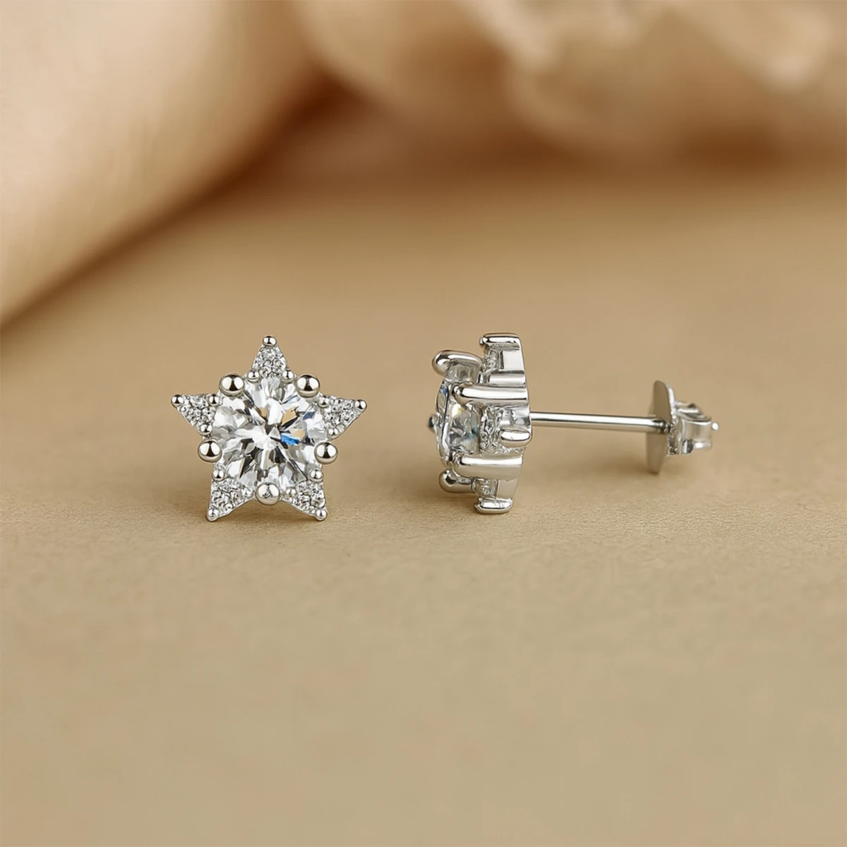 925 Sterling Silver Moissanite Tops Studs Earrings