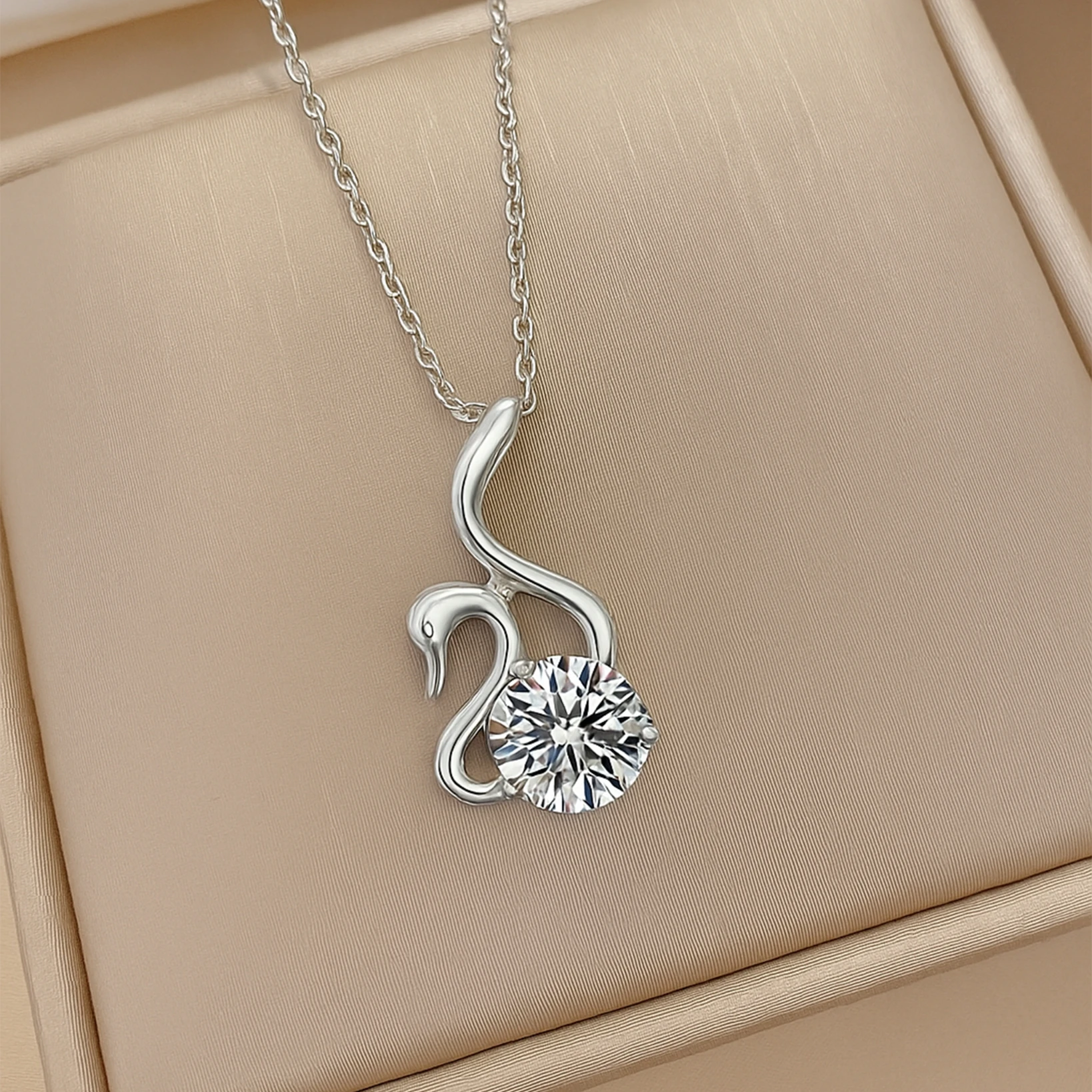 Moissanite Swan Necklace