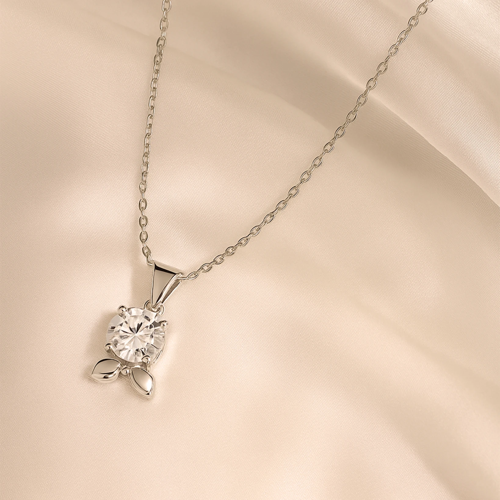 925 Sterling Silver Moissanite Diamond Chain Necklace For Women
