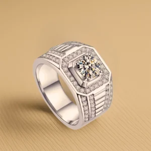 Moissanite 925 Sterling Silver Rings for Men