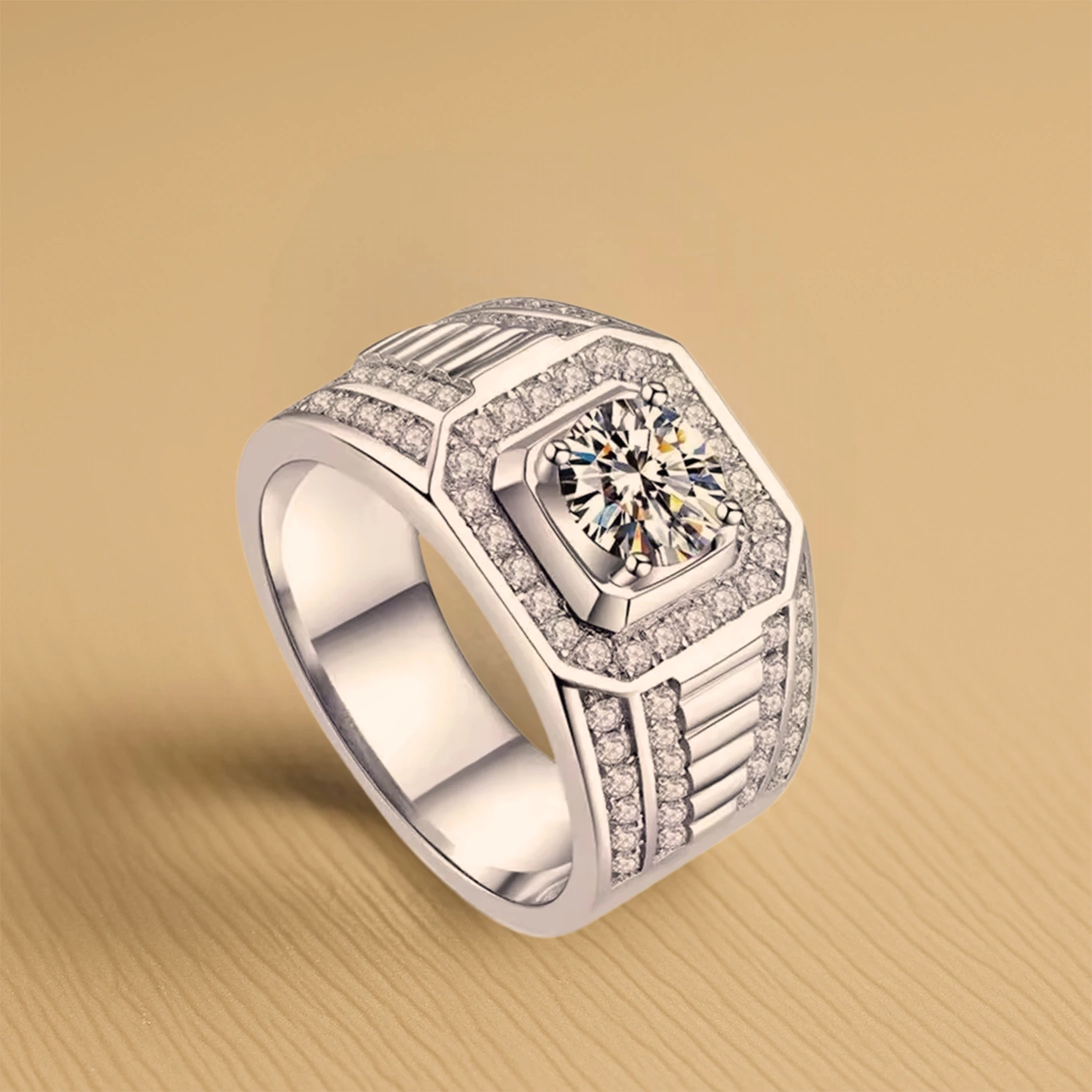 Moissanite 925 Sterling Silver Rings for Men