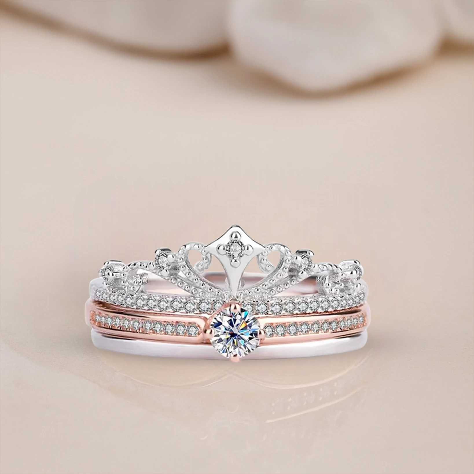 Moissanite Crown Ring