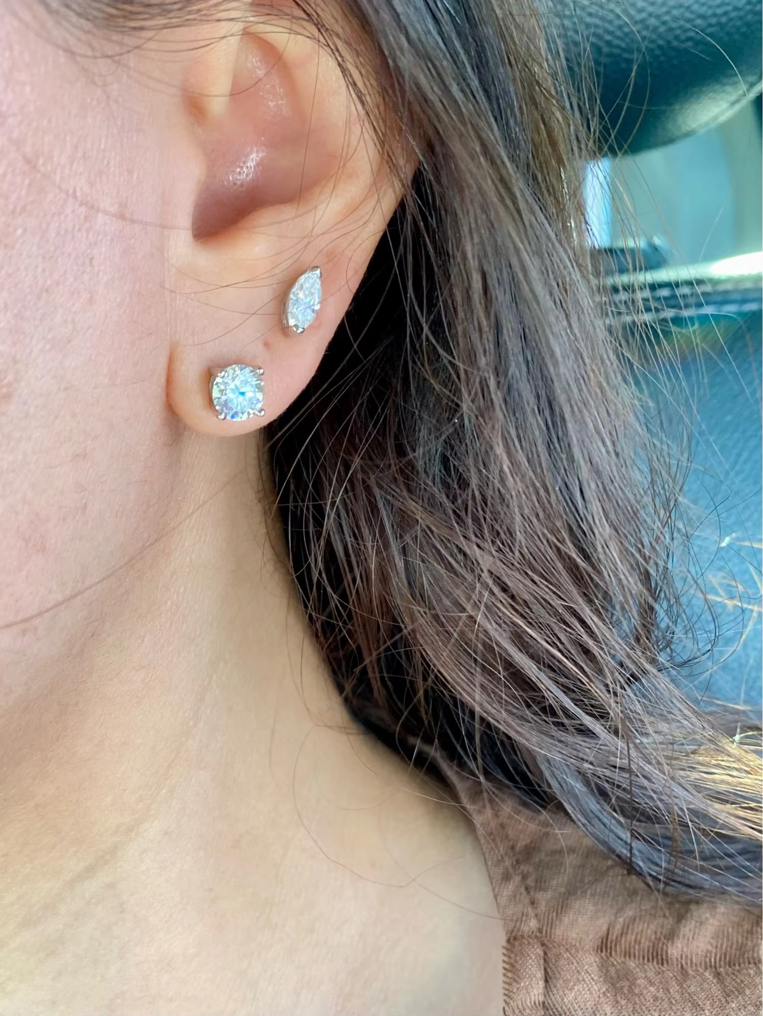 Marquise-Cut Moissanite Stud Earrings